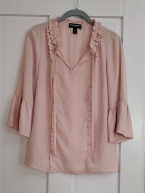 Karl Lagerfeld Tie Front Ruffle Blouse